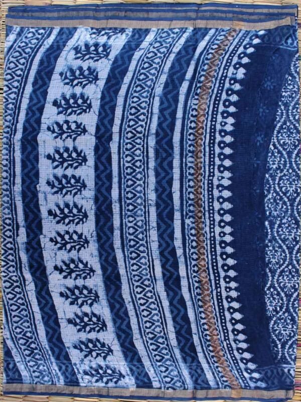 Block Printed Dabu Indigo Kota Cotton Saree Shilphaat