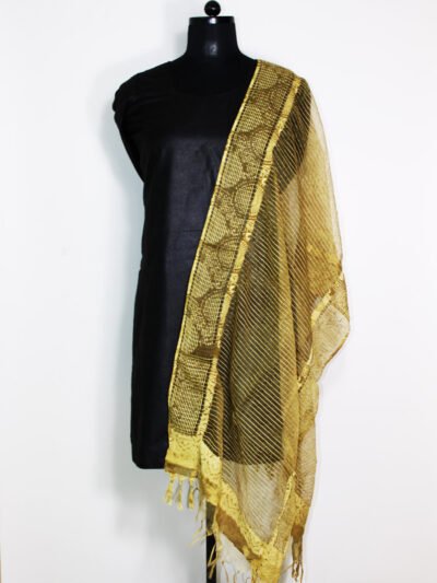 Ajarakh-printed-golden-silk-stole