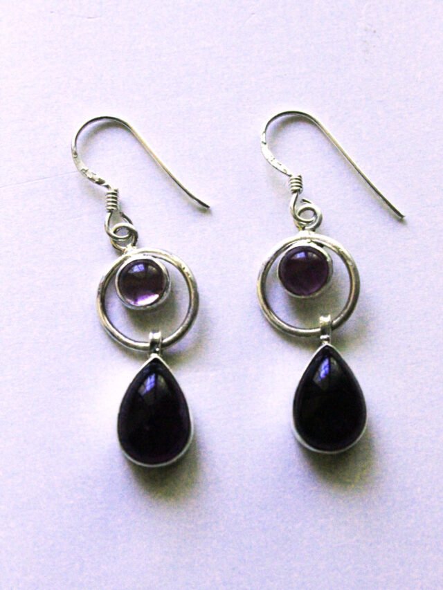 Amethyst-pure silver earring