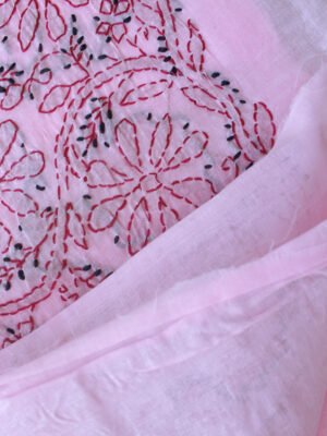 Baby-pink-chikankari-embroidered-cotton-sari