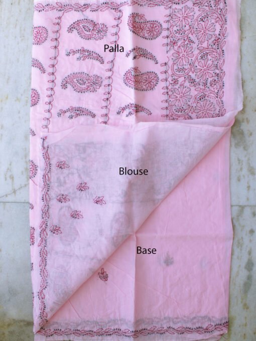 Baby-pink-cotton-chikankari-Saree