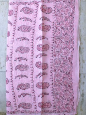Light-Pink Chikankari Cotton Sari – Shilphaat.com
