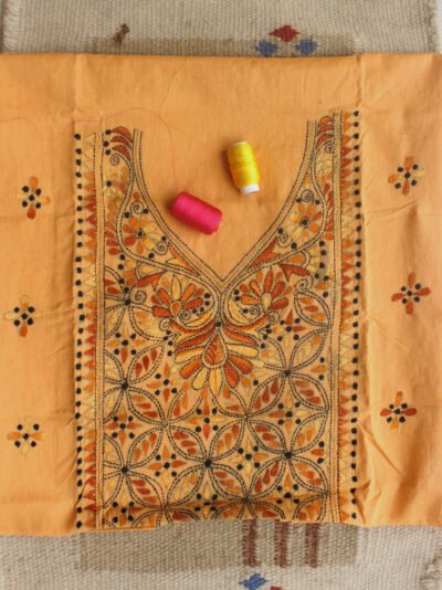 Beige-kanthawork-cotton-kurta-fabric