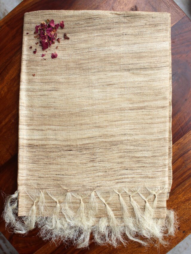 Beige-raw-tassar-silk-dupatta