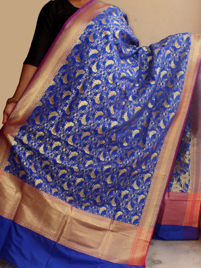 Bird-motif-blue-banarasi-dupatta