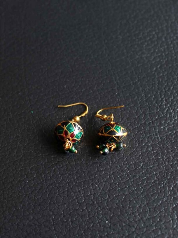 Black-and-green-small-meenakari-earrings