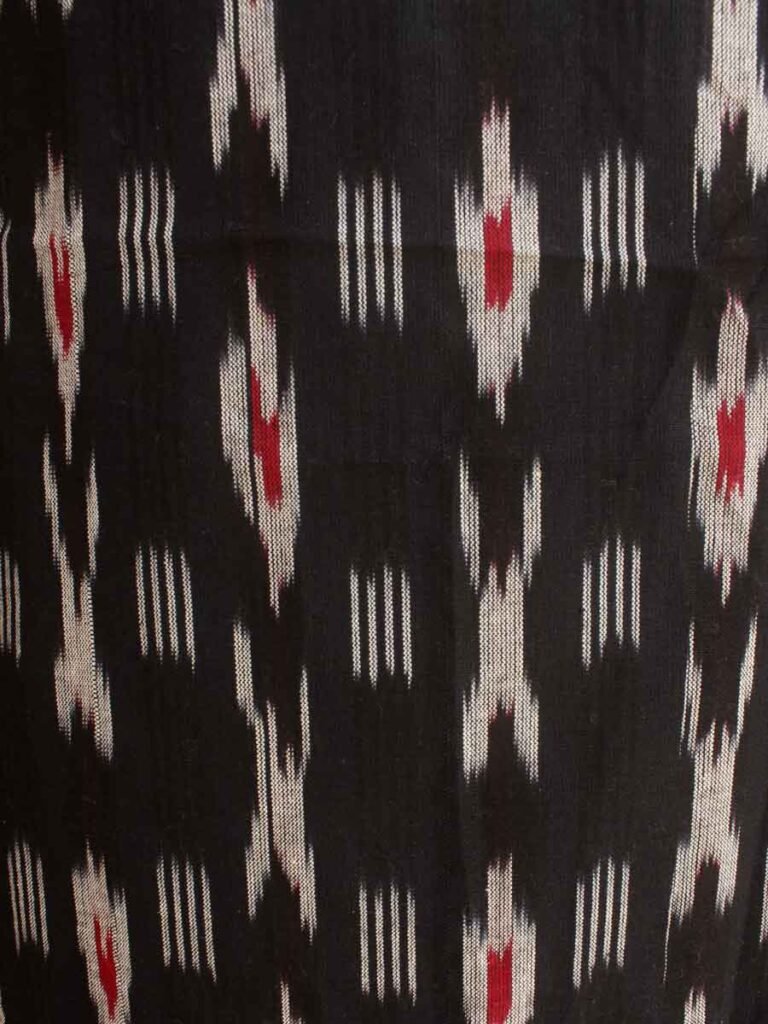 Black - Cotton Pochampally Ikat Fabric 10
