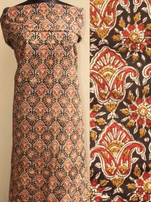 Black-and-red-bagru-hand-Block-printed-cotton-kurta-fabric