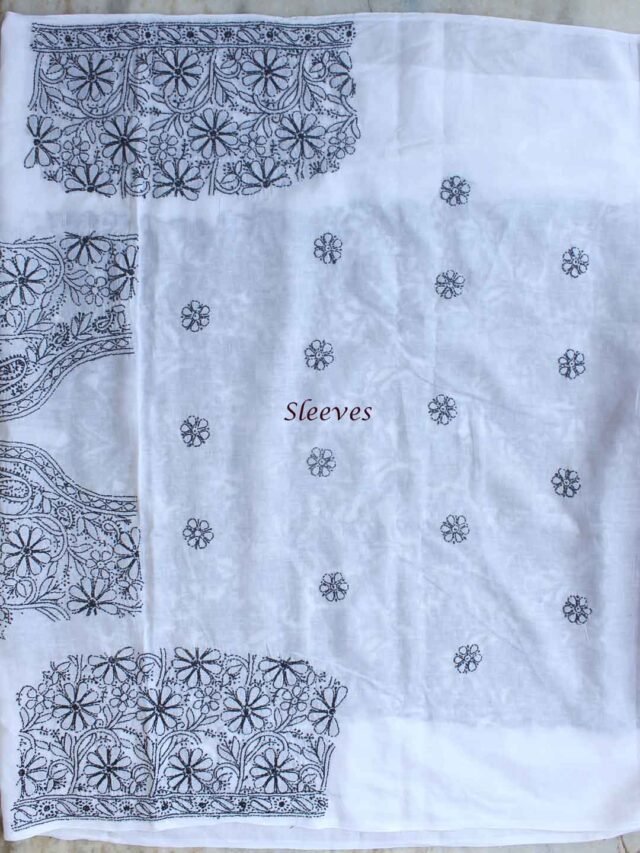 Black-and-white-chikankri-embroidered-dress-material