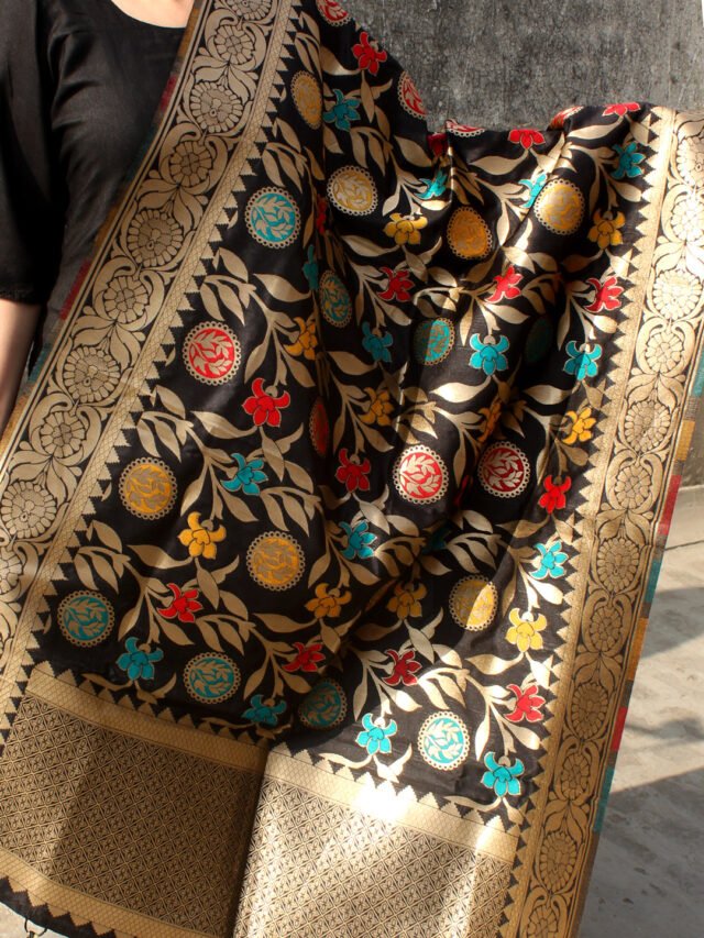 Black-art-silk-kimkwab-banarasi-dupatta
