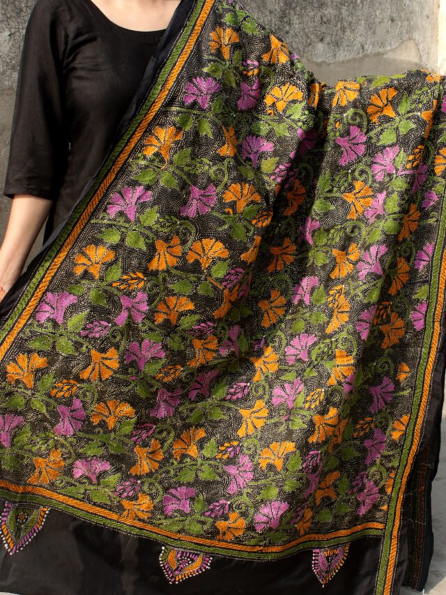 Black-kanthawork-silk-dupatta