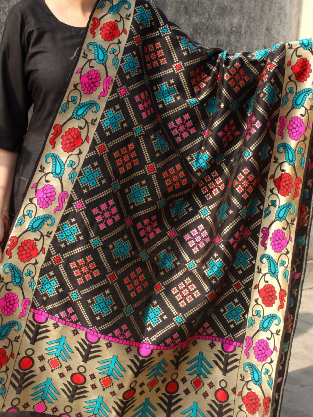 Black-meenakari-banarasi-art-silk-dupatta