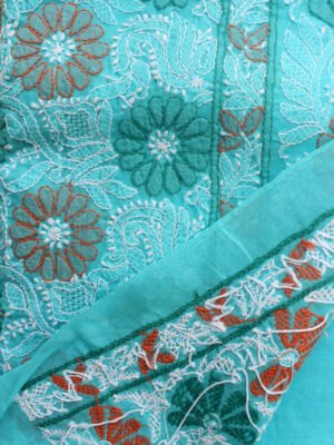Blue-Chikankari-Embroidered-Cotton-Salwar-suit-set-closeup