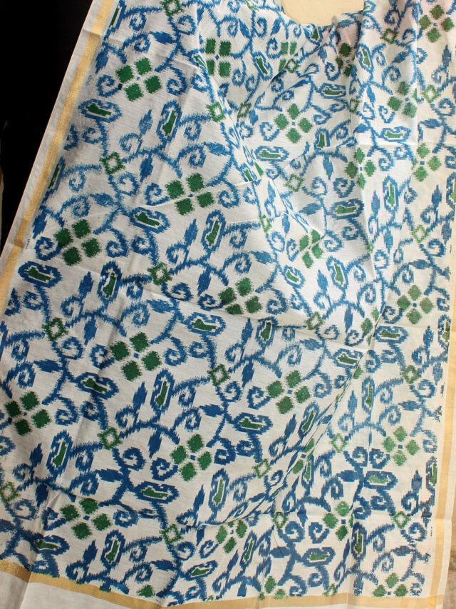Blue-green-screen-printed-art-chanderi-dupatta