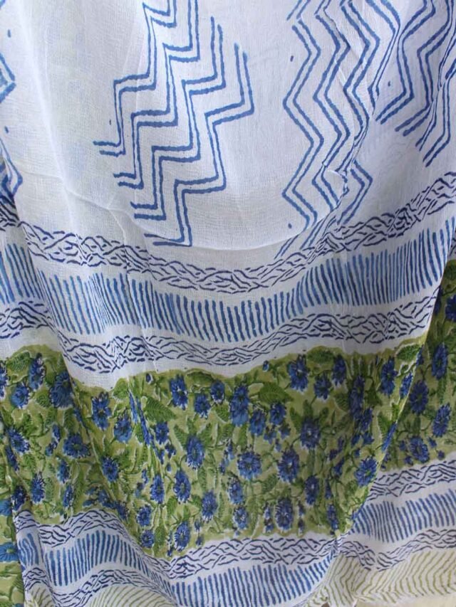 Blue-green-white-block-printed-dupatta