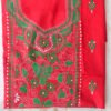 Bright-red-and-green-kanthawork-cotton-ladies-kurta-fabric