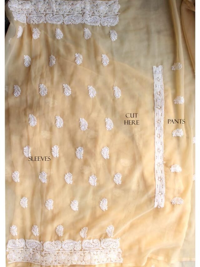 Butter-yellow-chikankari-Lucknowi-suit at Shilphaat.com