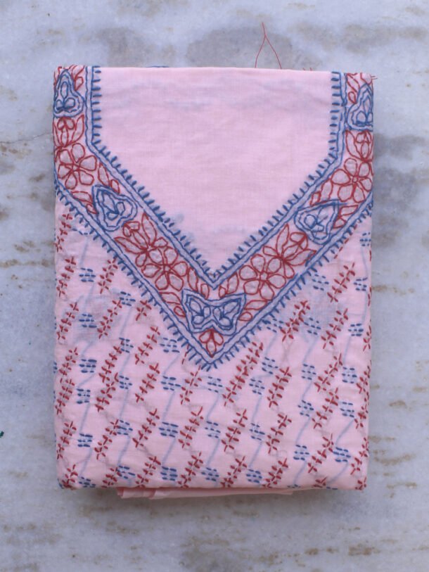 Chikankari-embroidered,-pink-cotton-dress-material