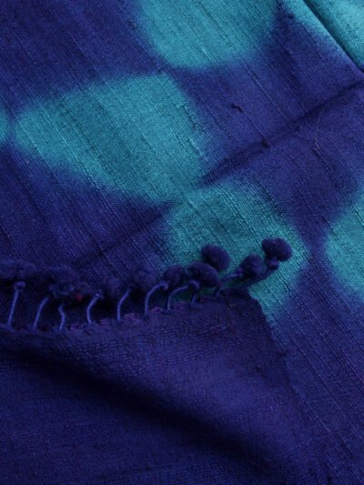 Clamp-dyed--blue-silk-wool-scarf