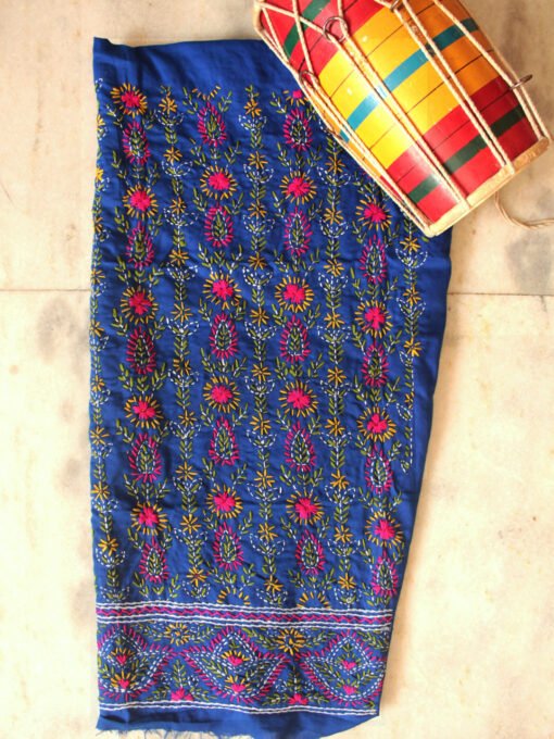 Cotton-blue-fulkari-salwar-fabric