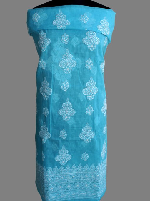 Cyan-blue-Chikankari-embroidered-kota-cotton-salwar-suit