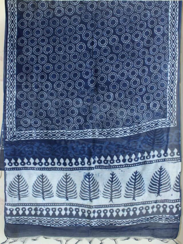 Dabu-print-indigo-chanderi-dupatta