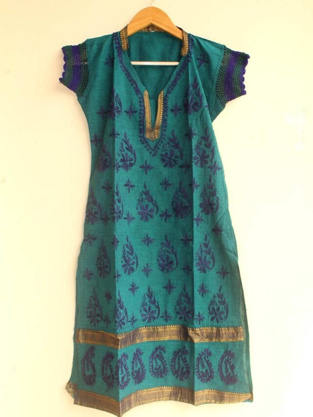 Dark-green-chikankari-cotton-ladies-kurta-