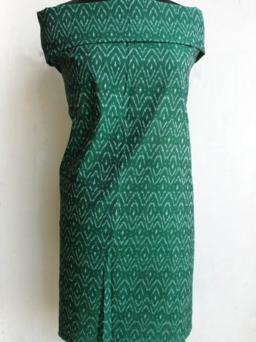 Dark-green-mercerized-ikat-cotton-kurta-fabric-