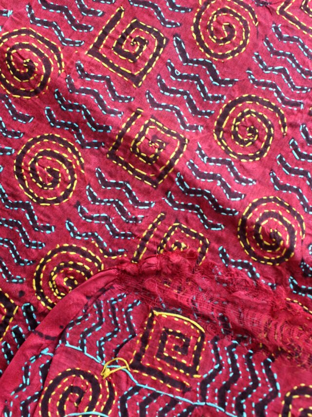Dark-red-kantha-wmbroidered-pure-silk-dupatta