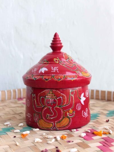 Dotted-Ganesha-Handpainted-wooden-sindur-box