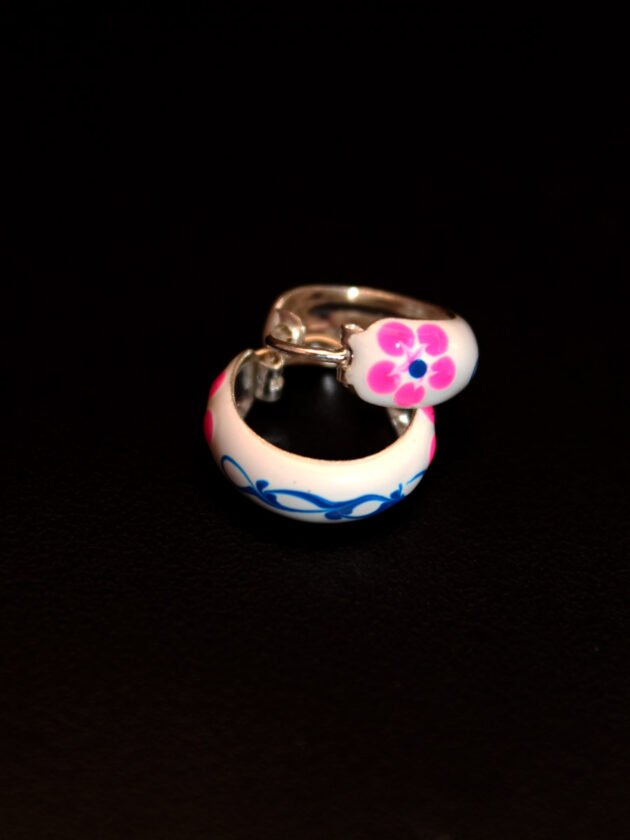 Enamelled-silver-hoop-earrings