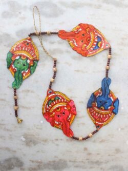 Ganesha-face-handpainted-leather-wall-hanging at Shilphaat.com