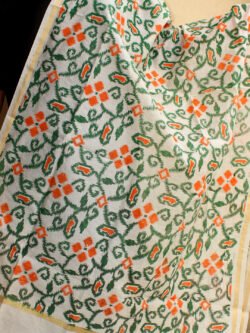 Green-and-orange-screen-printed-art-chanderi-dupatta
