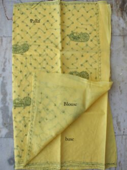 Green-chikankari-handembroidered-yellow-cotton-sari