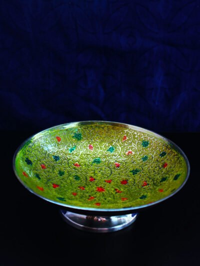Green-enameled-carved-bowl