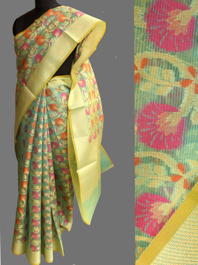 Green-kora-banarasi-saree