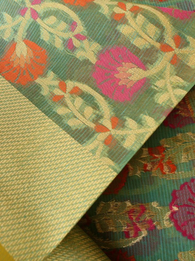 Green-kora-silk-banarasi-saree