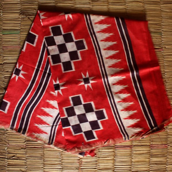 Warli art on Red Bhagalpuri Semi-Silk Sari – Shilphaat.com