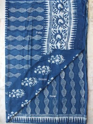 Indigo-dabu-block-print-soft-cotton-saree