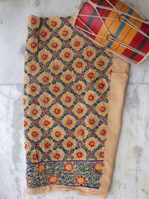 Light-brown-punjabi-phulkari-salwar-fabric