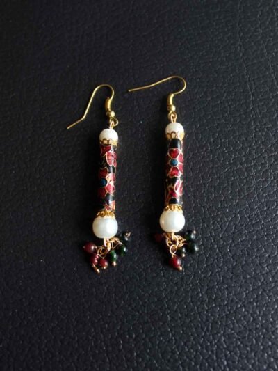 Long-Black-meenakari-earrings