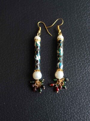 Long-blue-meenakari-earrings