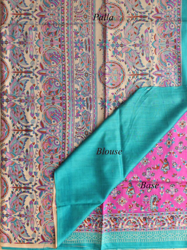 Madhubani-on-purple-tasar-muga-silk-saree