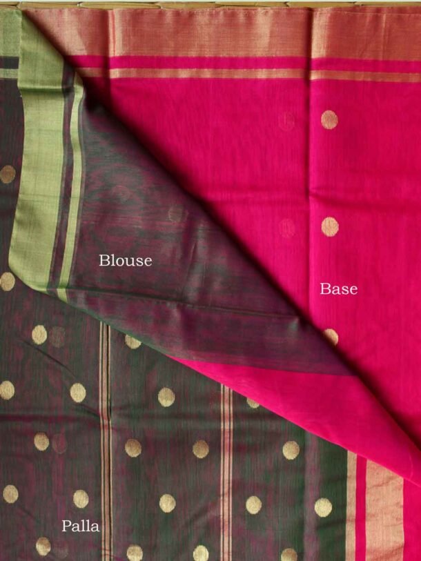 Magenta-and-green-zari-work--chanderi-sari