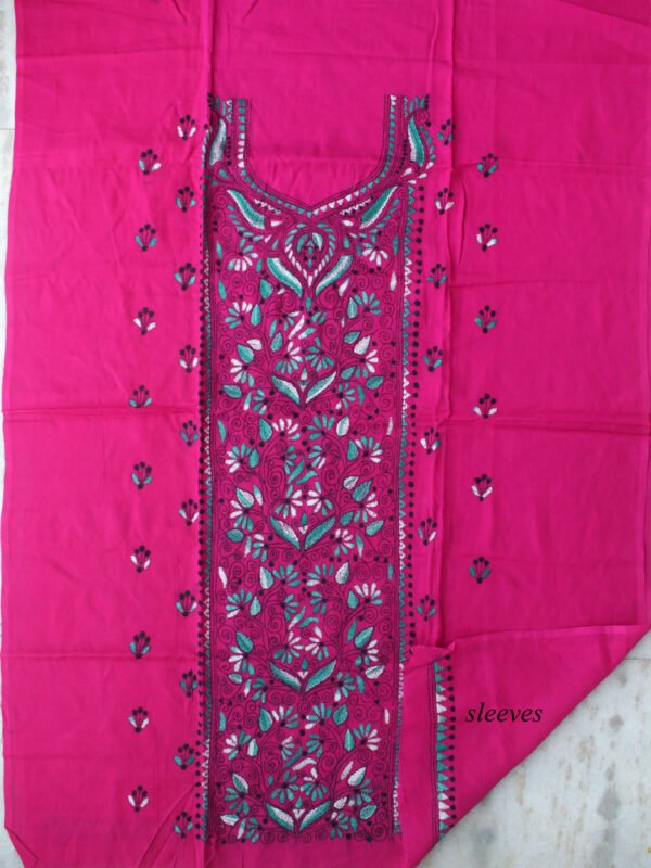Magenta Pink Kanthawork cotton Kurta Fabric – Shilphaat.com