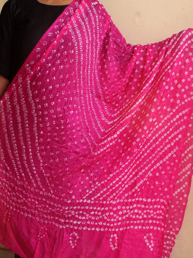 Magenta-pink-polysilk-bandhani-dupatta
