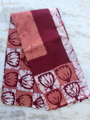 Maroon-and-Brown-pink-batik-cotton-saree