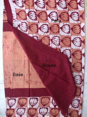 Maroon-and-brown-pink-mulmul-batik-saree