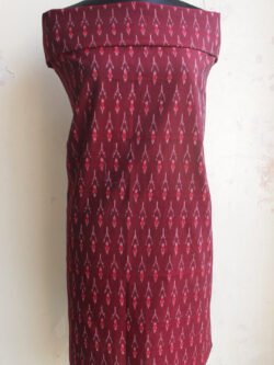 Maroon-mercerized-cotton-ikat-kurta-fabric