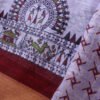 Mauve-Warli-Block-printed-Linen-Sari